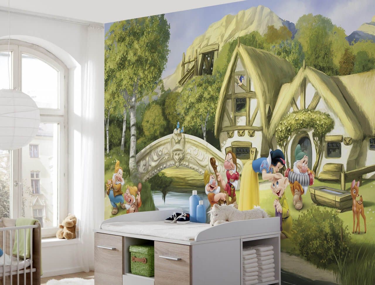 Disney Snowwhite Dwarf Village Photo Wallpaper Disney