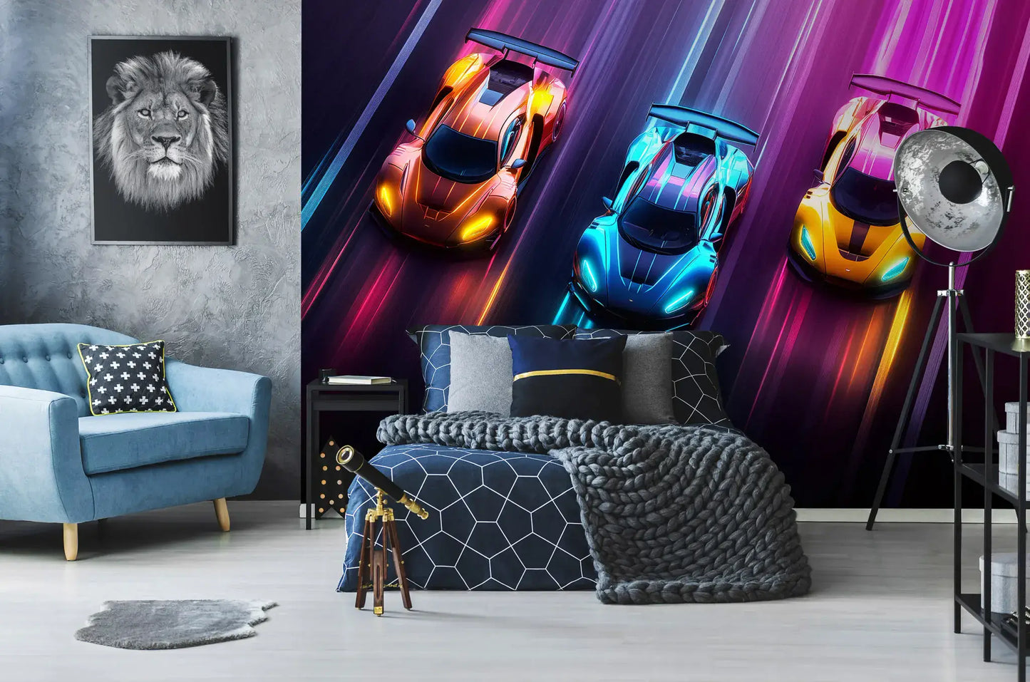 Colourful Cars Kids Bedroom Non-woven Photo Wallpaper ForWall
