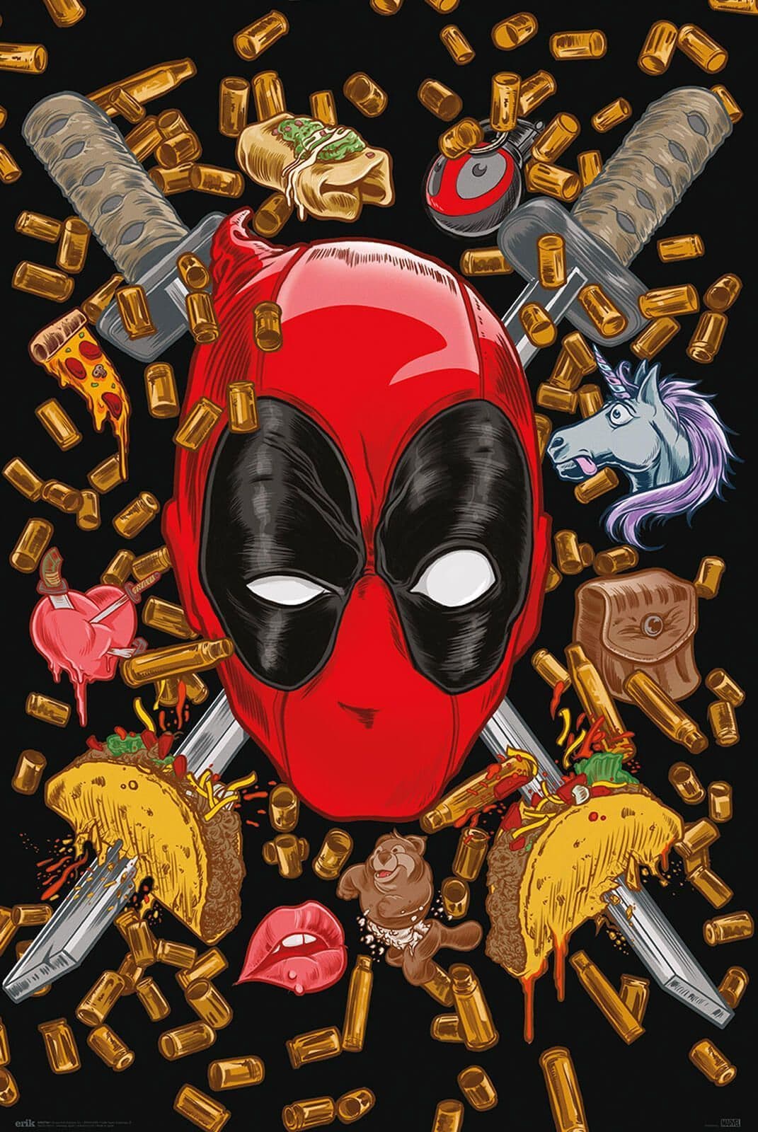 Deadpool Bullets and Chimichangas Poster Marvel