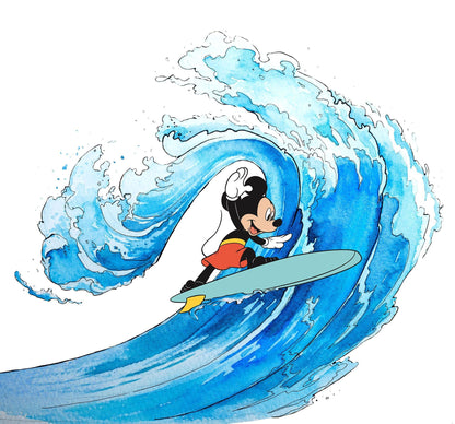 Mickey Mouse Surfing Non-Woven Wallpaper Mural Disney