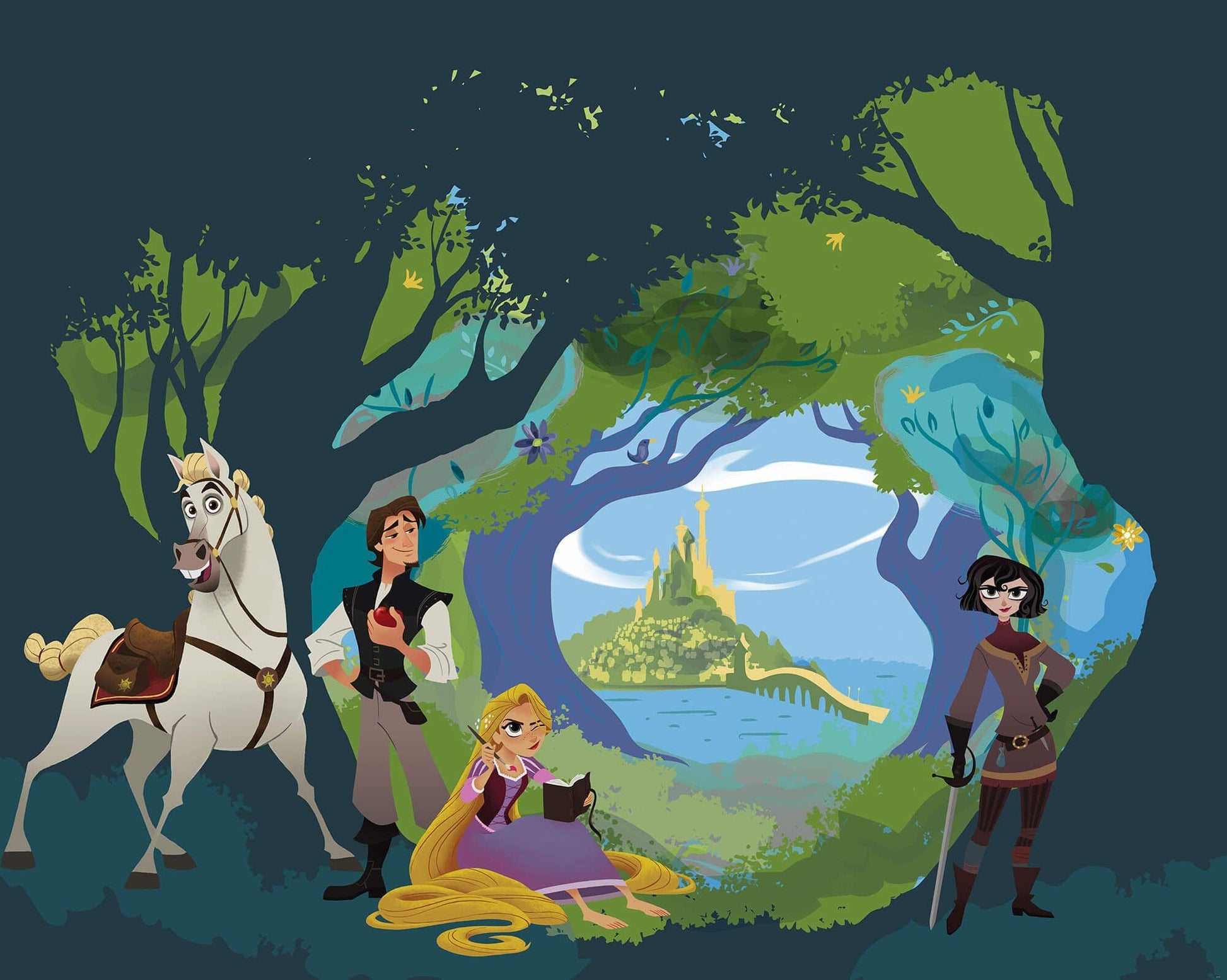 Tangled Rapunzel forest scenery Non-Woven Wallpaper Mural Disney