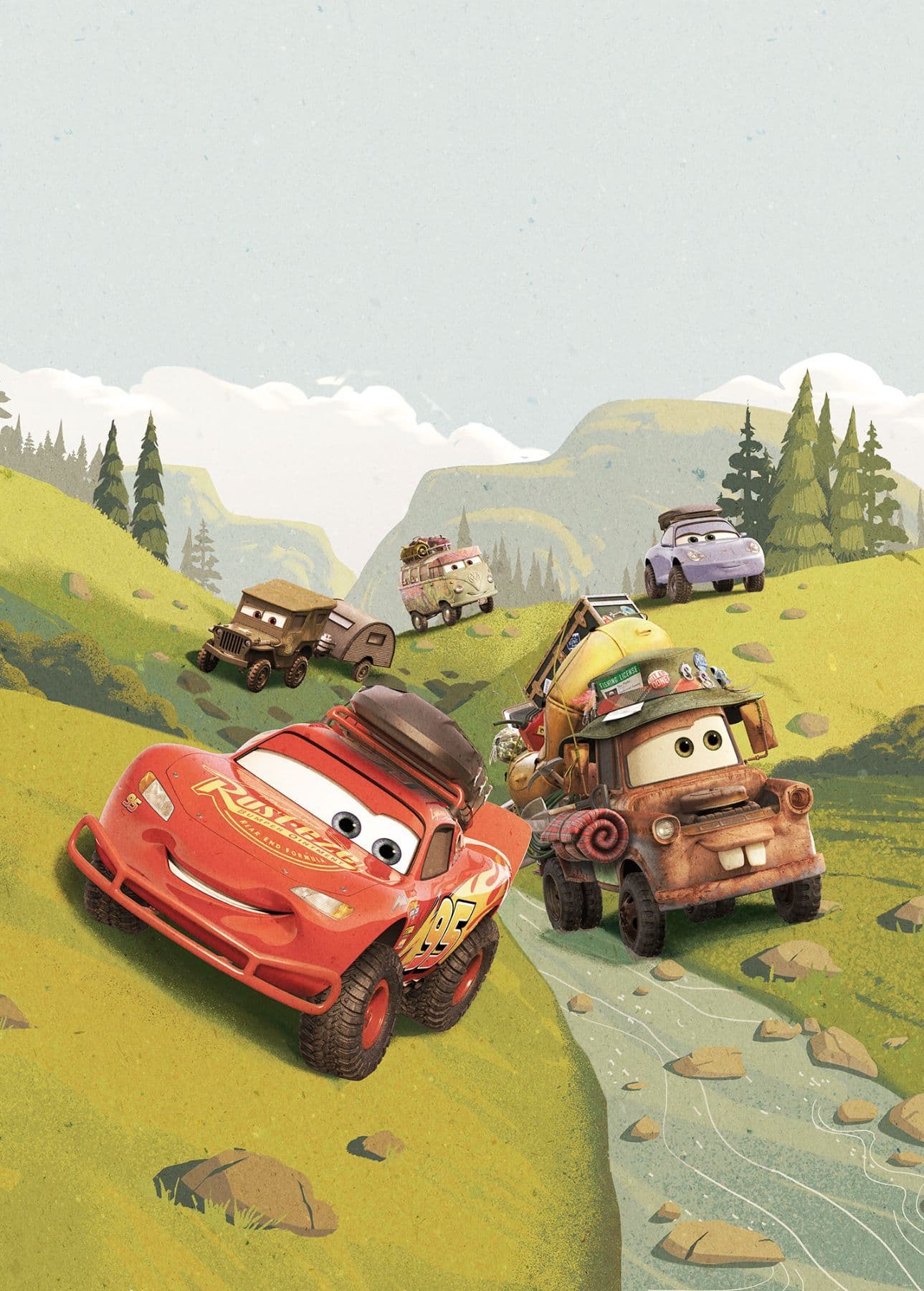 Cars Camping Lightning Mcqueen & Mater Non-Woven Wallpaper Mural Disney