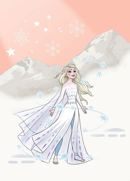 Frozen Winter pastel pink & white Elsa Non-Woven Wallpaper Mural Disney