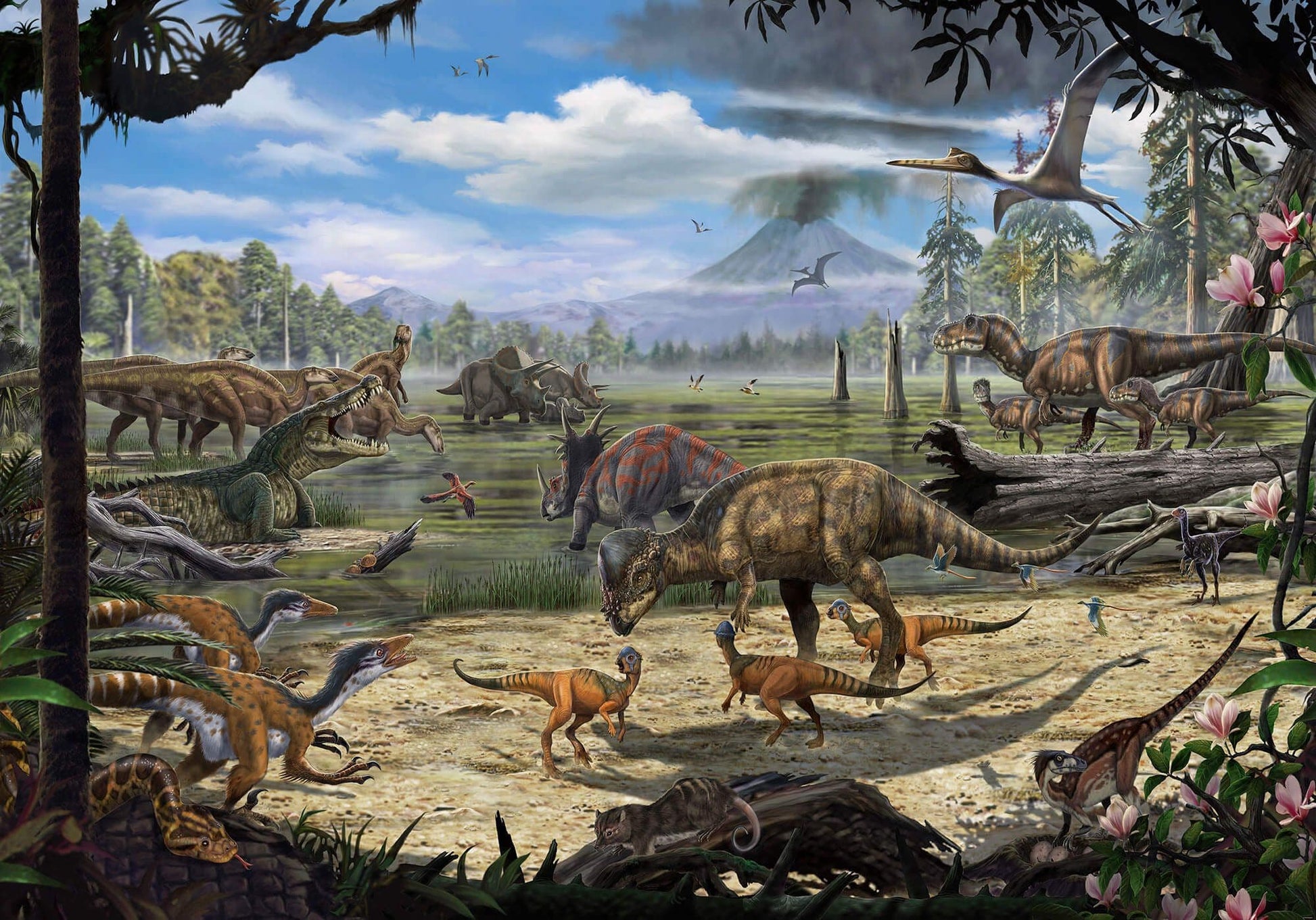 Dinosaurs on the Shore Non-Woven Wallpaper Mural National Geographic