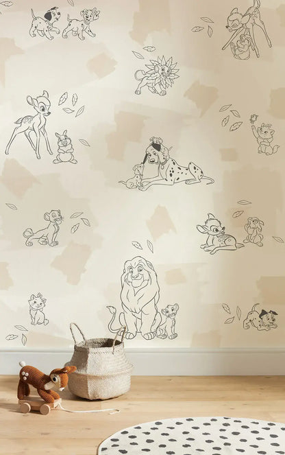 Disney Animals Baby Girl Bedroom Non-Woven Wallpaper Mural Disney