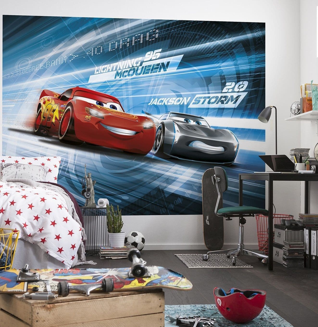 Cars 3 Disney Lightning McQueen and Storm Racing Photo Wallpaper Disney