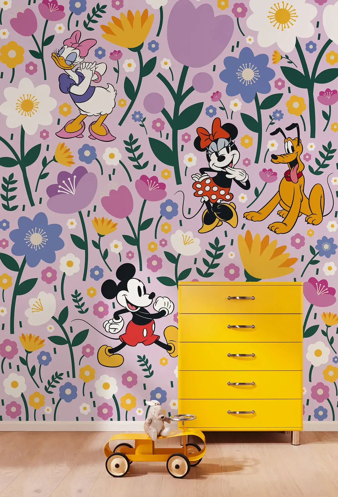 Disney Mickey Mouse and Minnie Mouse Botanical
 Spring Non-Woven Wallpaper Mural Disney