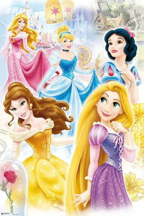 Princesses: Rapunzel, Sleeping Beauty, Cinderella, Aurora Poster Disney