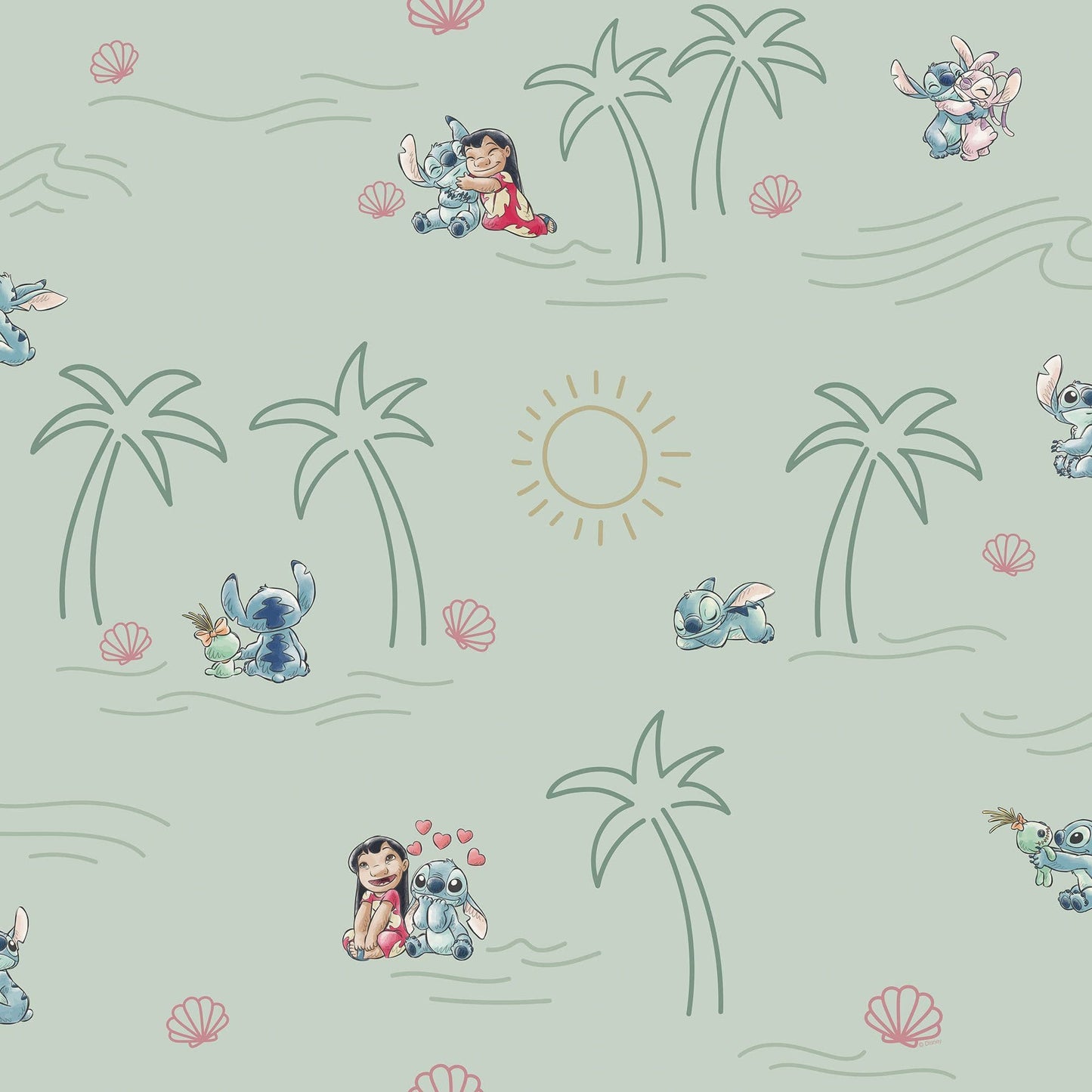 Disney Lilo and Stitch Beach Love Kids Bedroom Wallpaper Disney