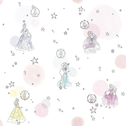 Disney Princess Girls Bedroom Princesses Colourful Wallpaper Disney