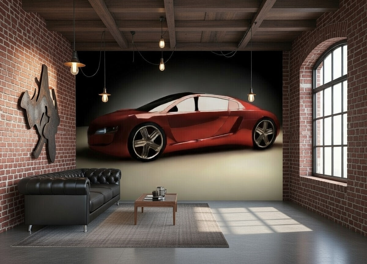 Red Sports Car Bolid Photo Wallpaper (W x H) 254cm x 183cm (100" x 72")
