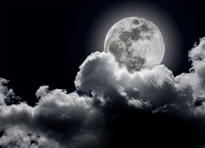 Full moon cloudy sky black and white Photo Wallpaper Nice Wall