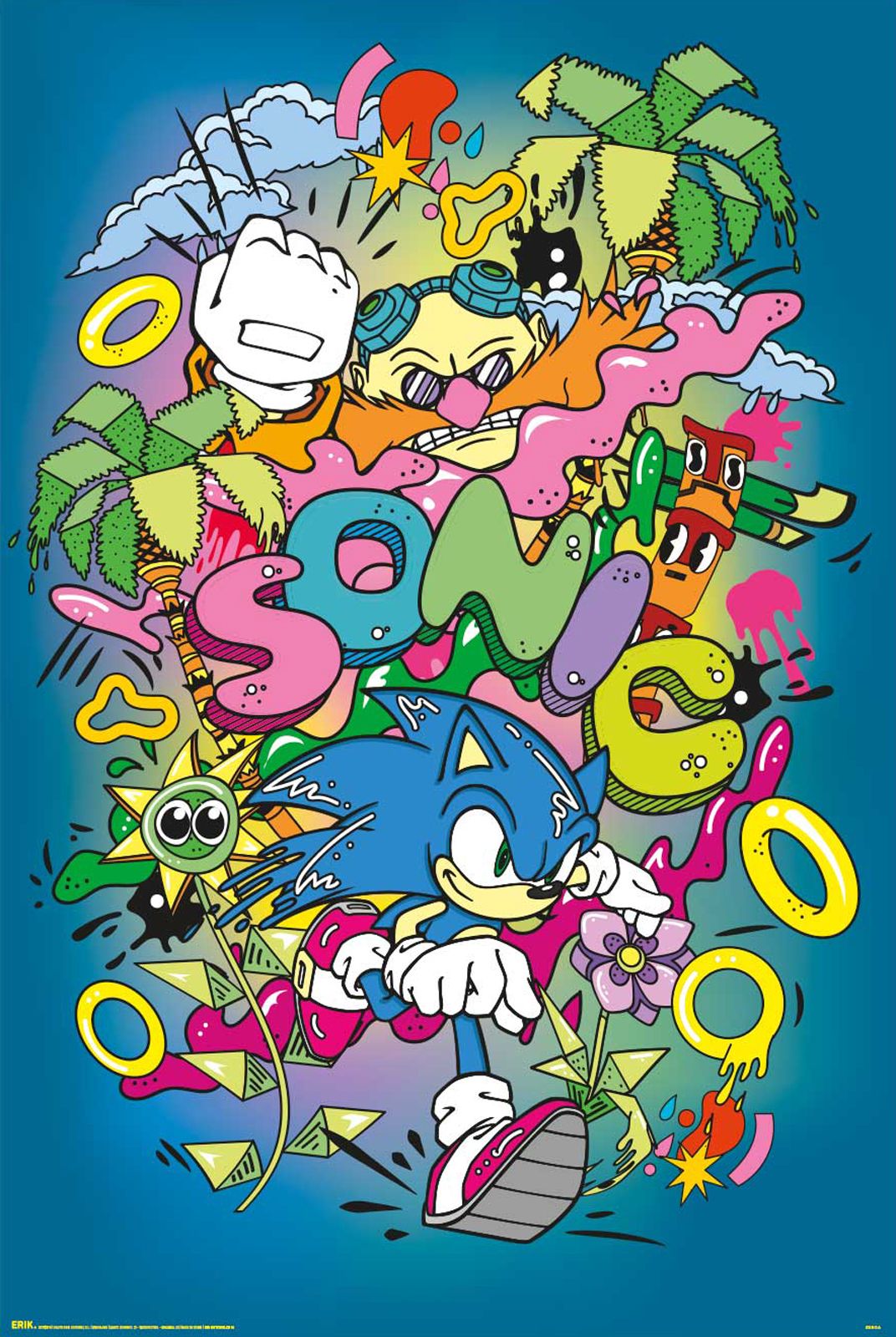Sonic Pop Cartoon Style Poster Sonic