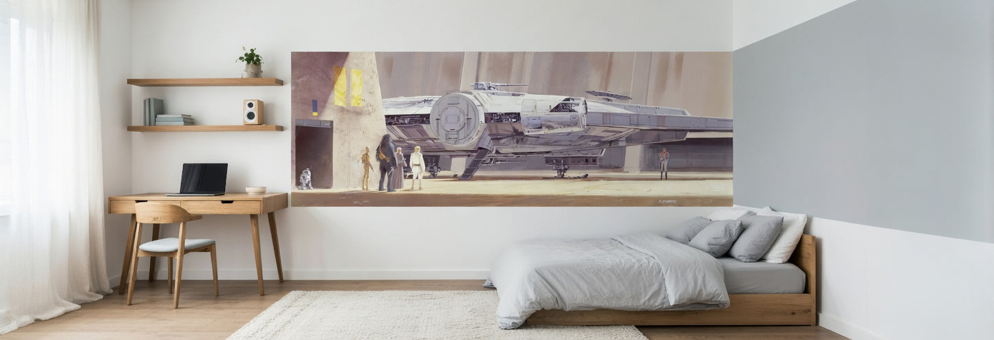Star Wars Classic Millennium Falcon Photo Wallpaper (W x H) 368cm x 127cm (144" x 50")