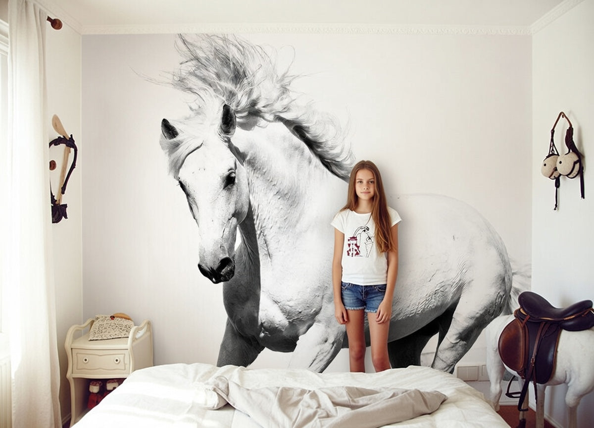 White Horse Mustang Photo Wallpaper