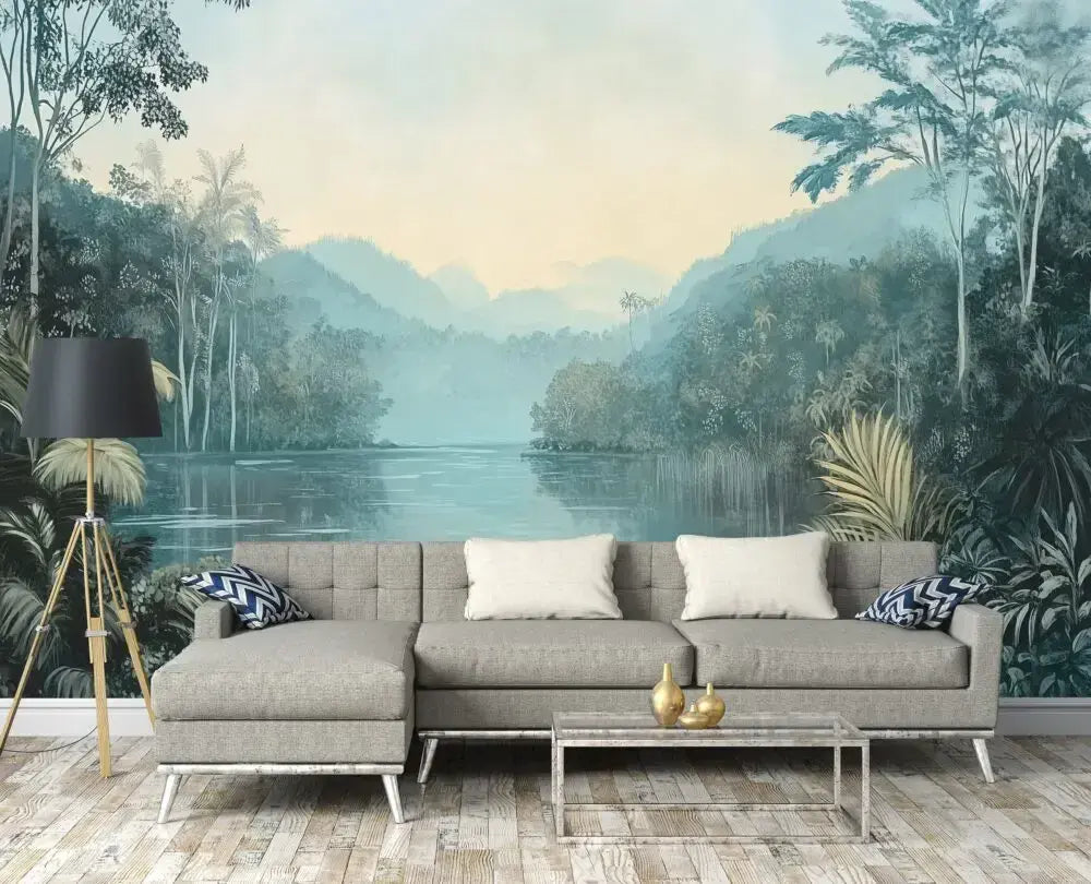 Living Room Indian Jungle River Non-woven Photo Wallpaper ForWall