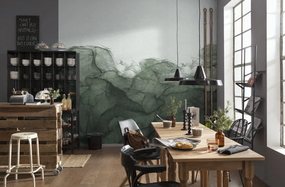 Green Dust Living Room Art Non-woven photo wallpaper 300 cm x 280 cm | 118" x 110"