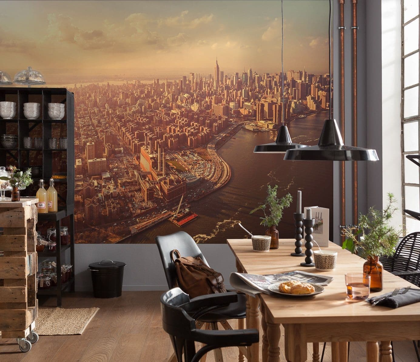 Manhattan view Orange sky Photo Wallpaper Komar