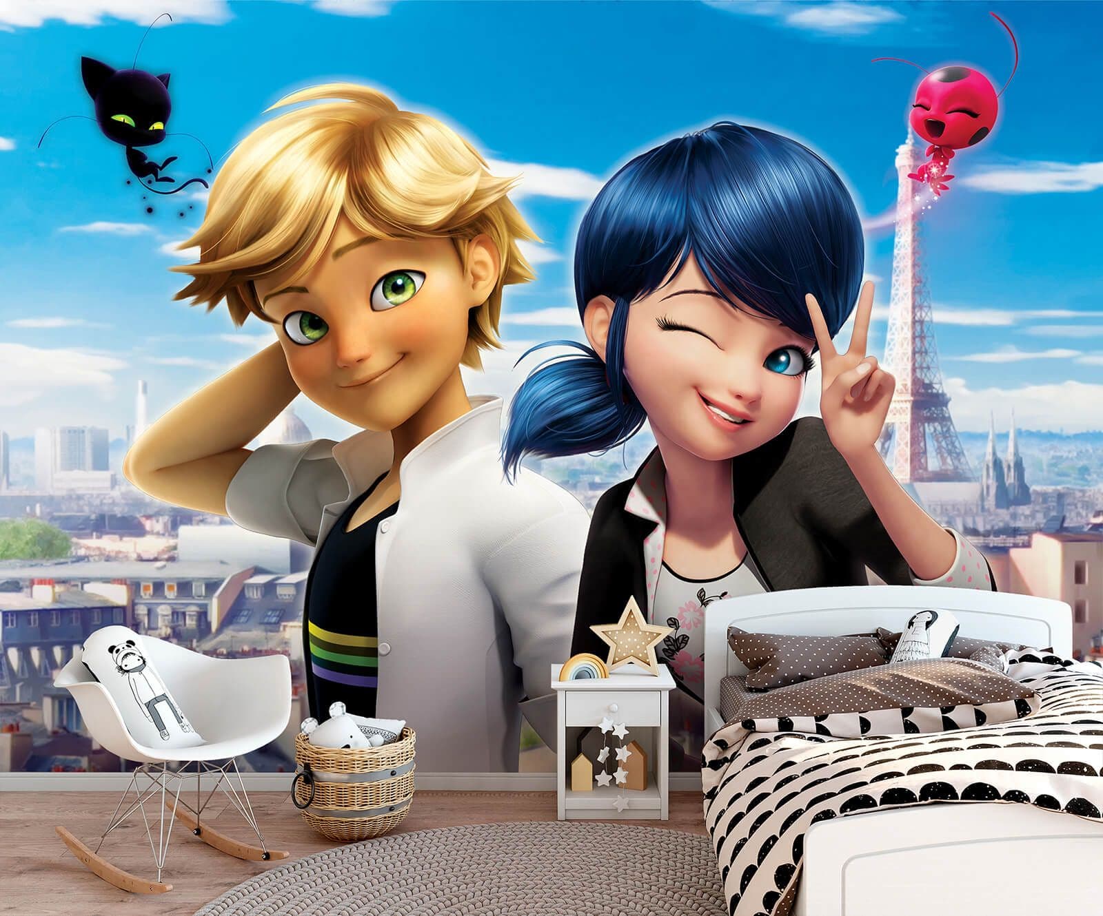 Miraculous Marinette and Cat Noir Non-woven Photo Wallpaper 