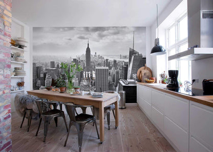 New York Black and White Skyline Bedroom Photo Wallpaper 