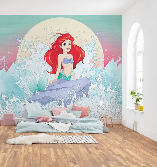 Ariel the Little Mermaid among the waves Non-Woven Wallpaper Mural Disney