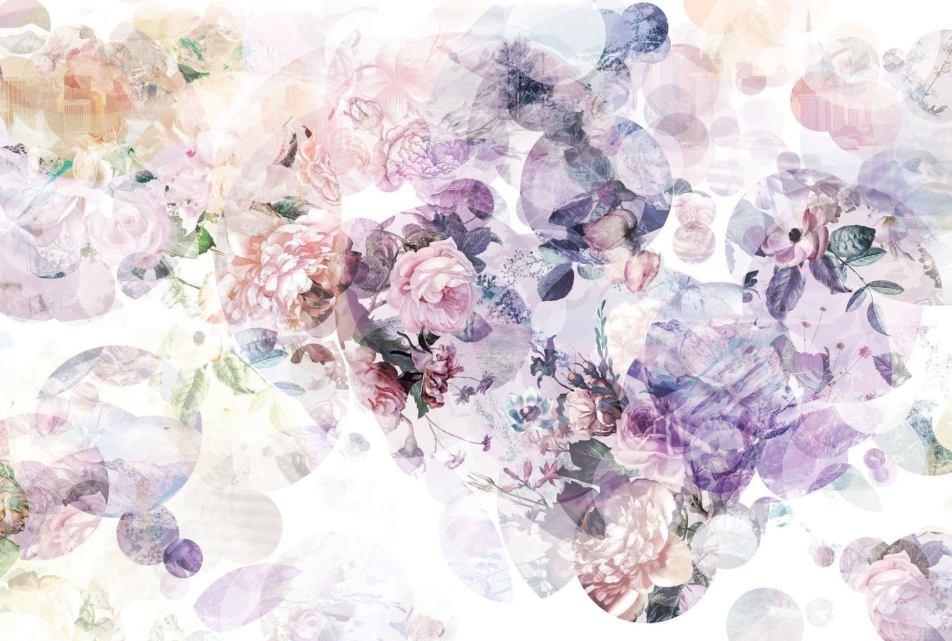 Pink and Purple Floral Non-Woven Wall Mural 