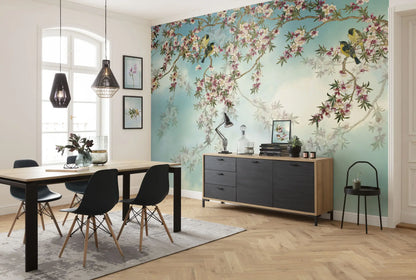 Pink Flowers Tree Branches Photo Wallpaper (W x H) 368cm x 254cm (144" x 100")