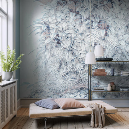 White Winter Wall of Plants Botanical Photo Wallpaper (W x H) 368cm x 254cm (144" x 100")