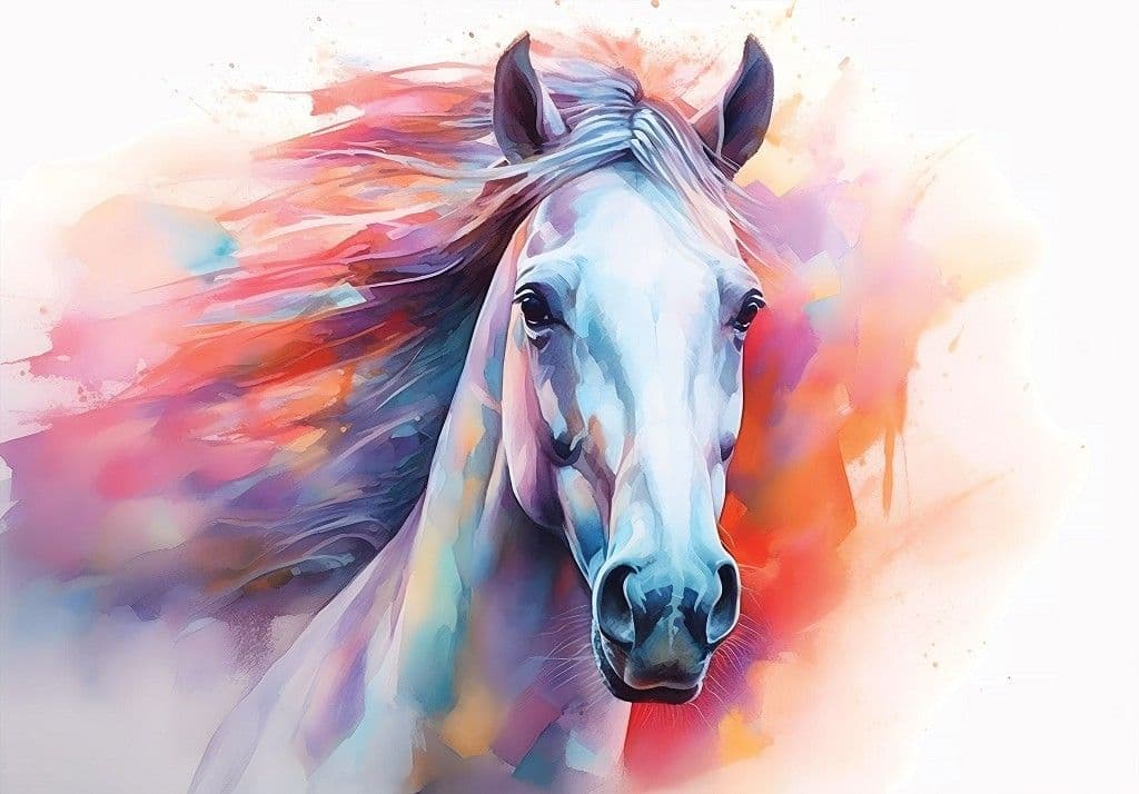 Painted Colorful Horse Animal Non-woven Photo Wallpaper 