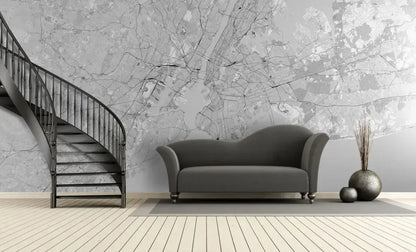 New York City Grey Map Art Photo Wallpaper Nice Wall