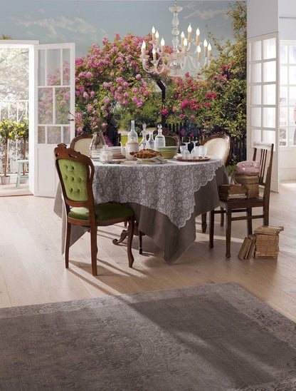 Rose Garden Country Scenery Dining Room Photo Wallpaper 