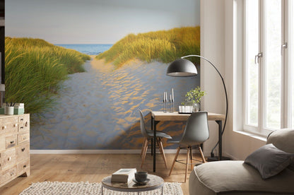 Sandy Path Seaside Beach Scenery Photo Wallpaper 