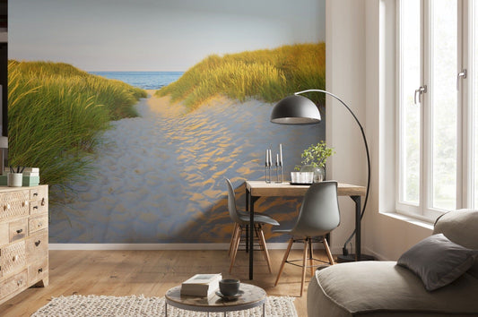 Sandy Path Seaside Beach Scenery Photo Wallpaper 