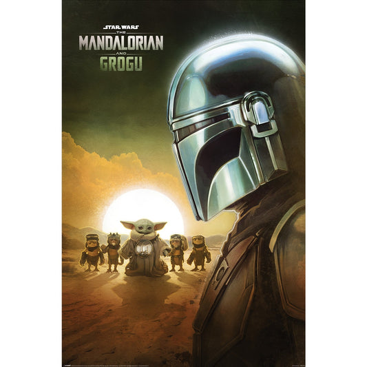 Star Wars The Mandalorian And Grogu Sunset Poster Star Wars