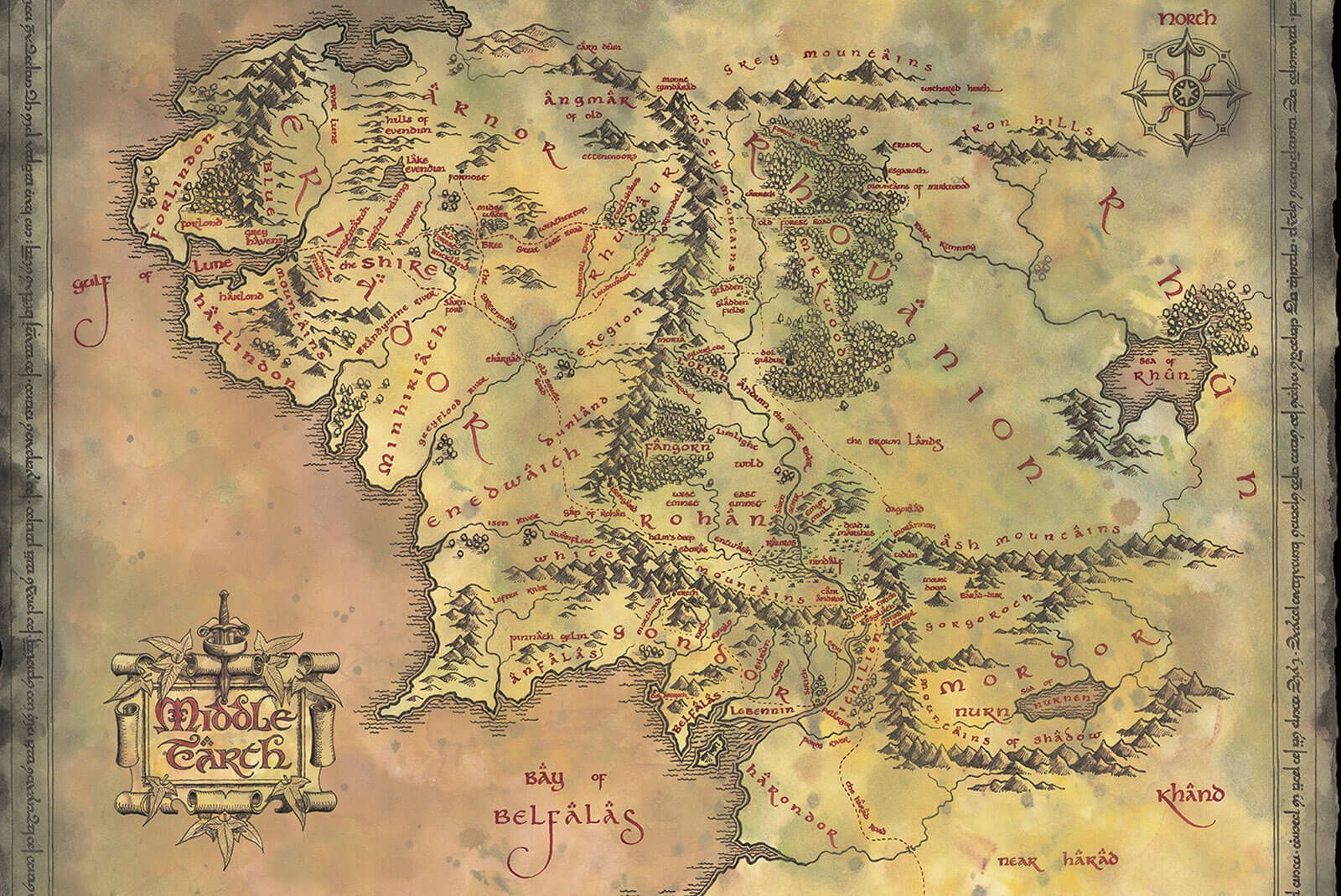 The Lord of the Rings Middle Earth Map Poster  The Lord Of The Rings