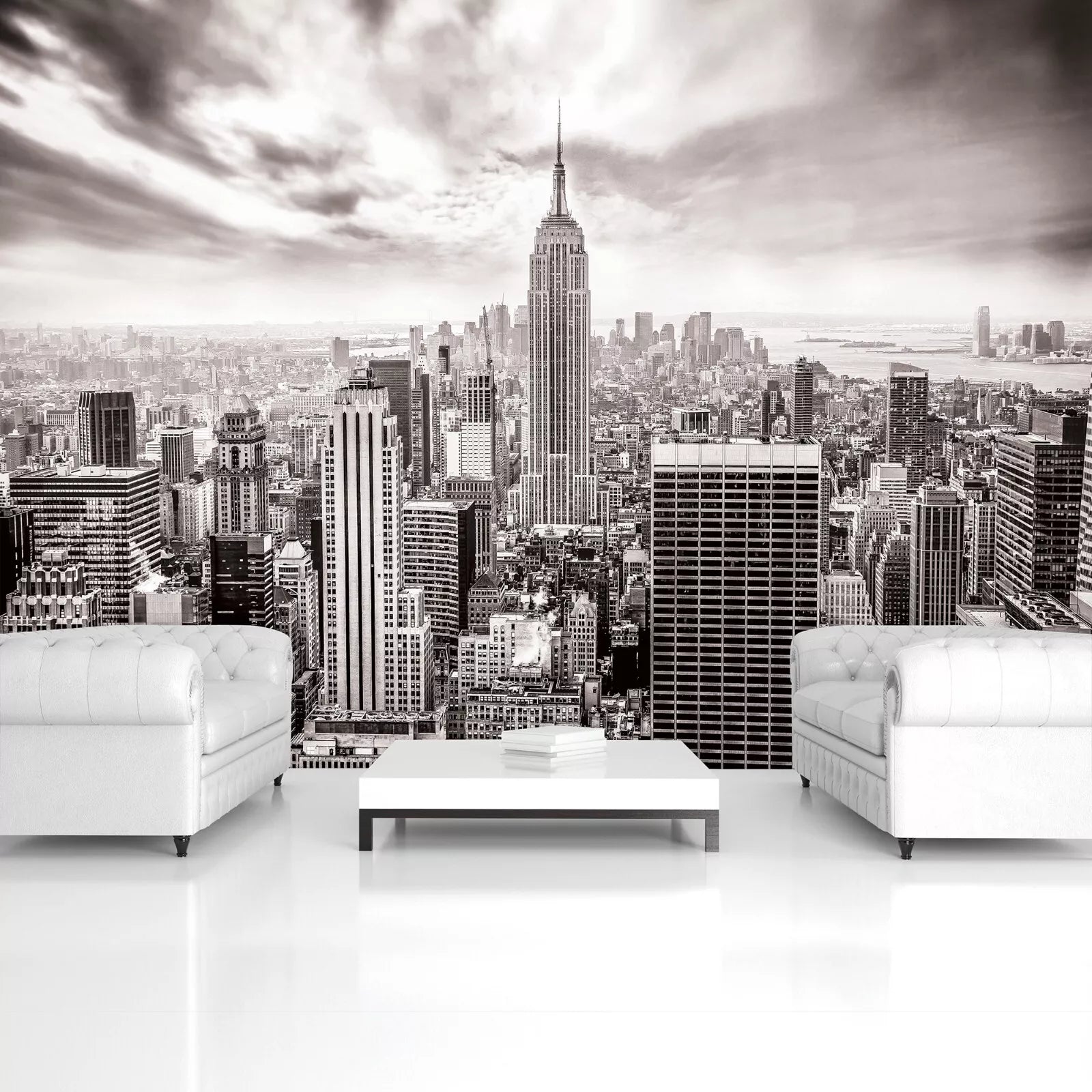 Black and White New York Panorama Non-woven Photo Wallpaper 