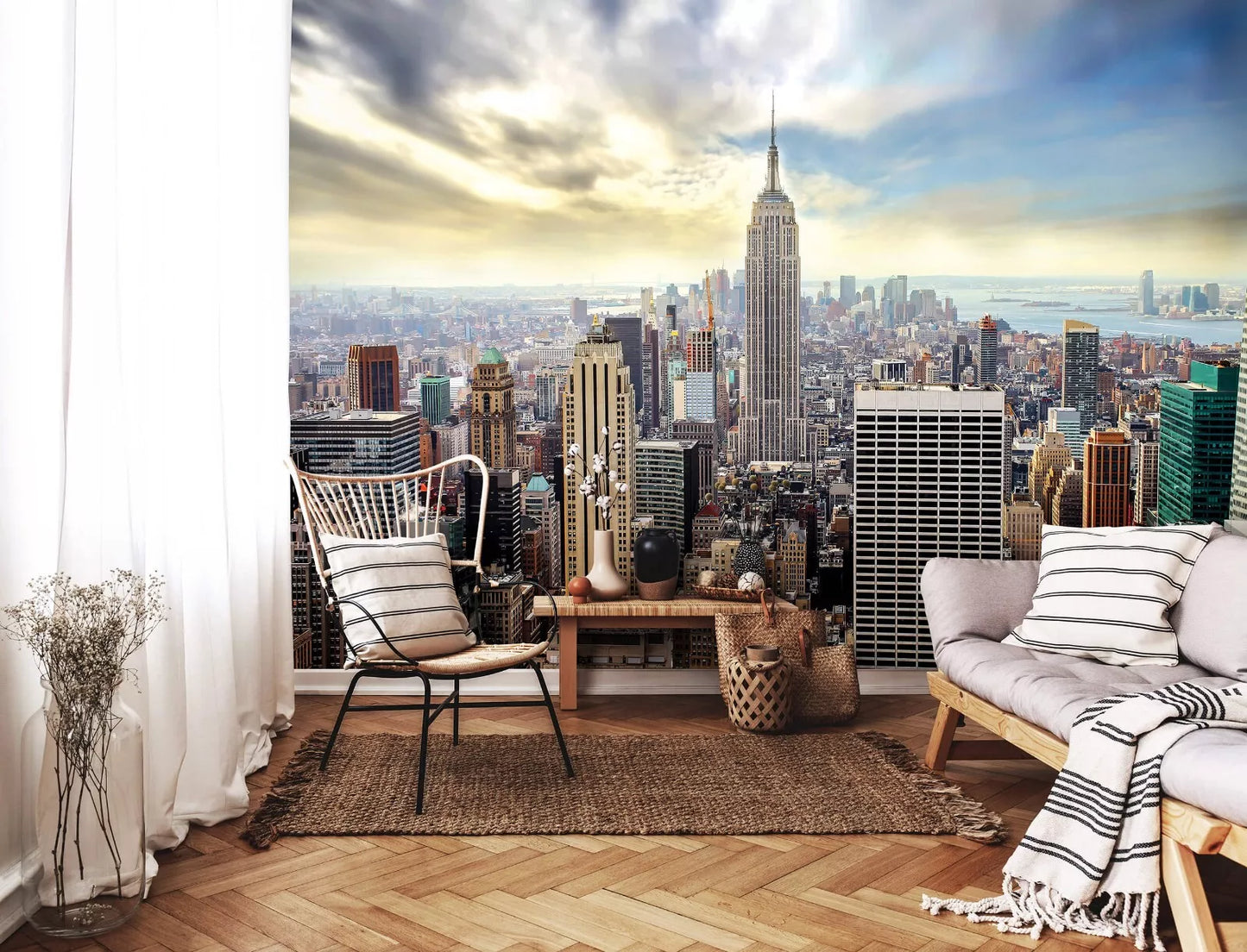 New York City Skyline Living Room Non-woven Photo Wallpaper 