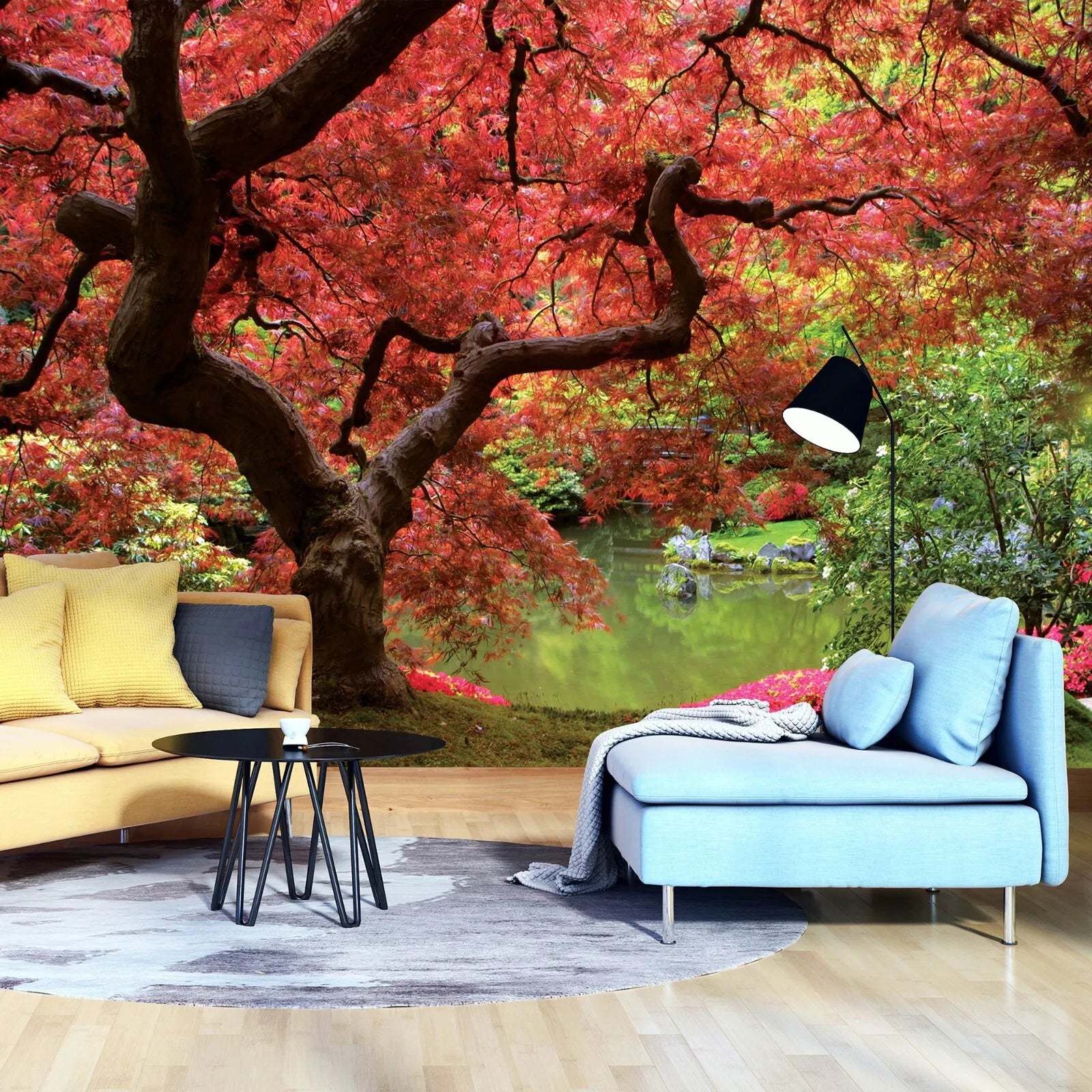 Flowering Red Tree Female Bedroom Non-woven Photo Wallpaper 