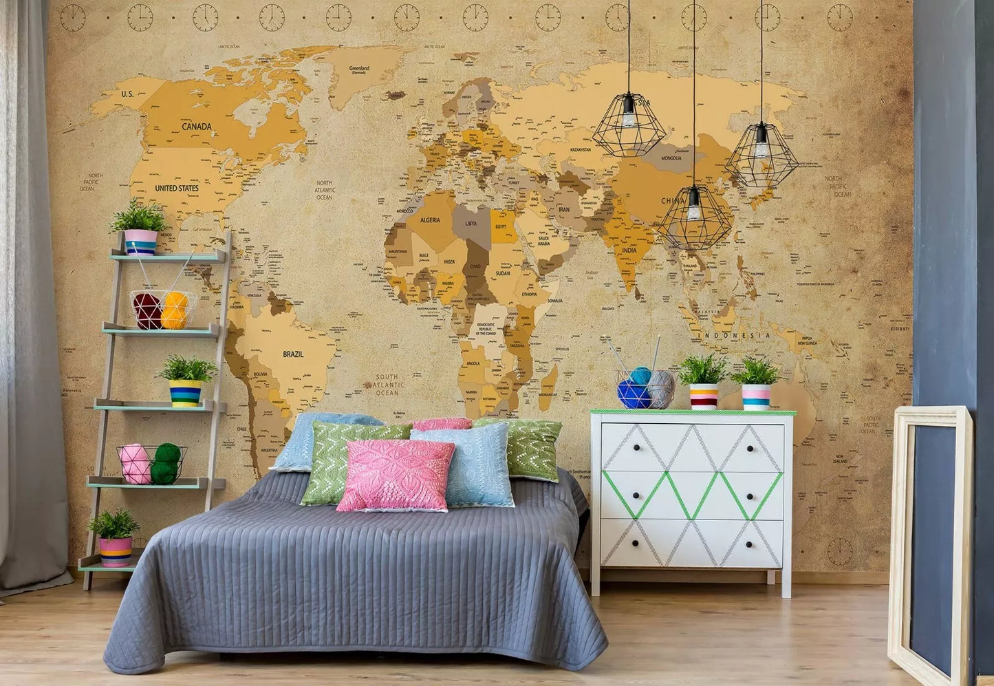 Vintage Map of the World Non-woven Photo Wallpaper 