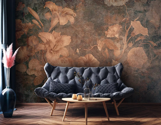 Rusty Floral Retro Non-woven Photo Wallpaper 