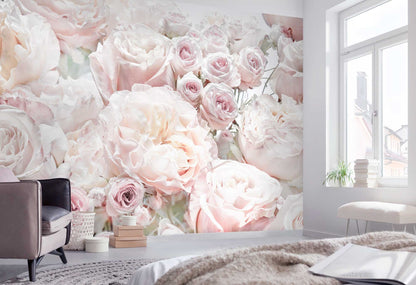 Spring Roses Pink Floral Photo Wallpaper 