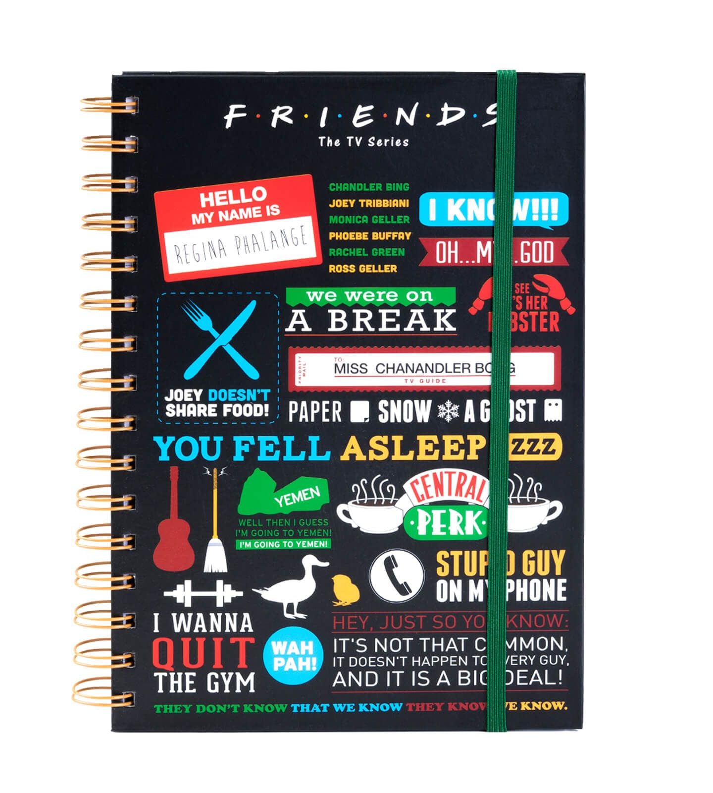 Friends Infographic black lined A5 Spiral Journal Notebook 