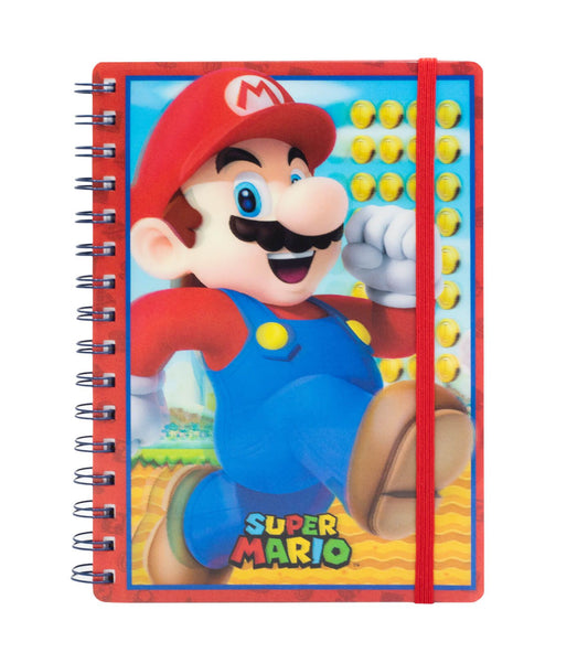 Super Mario Lenticular Cover lined A5 Spiral Journal Notebook 