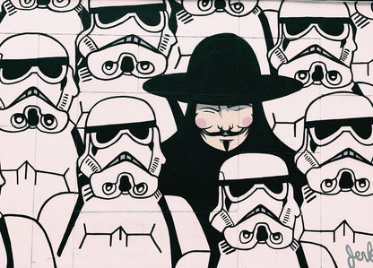 Stormtrooper and Vendetta Art Photo Wallpaper