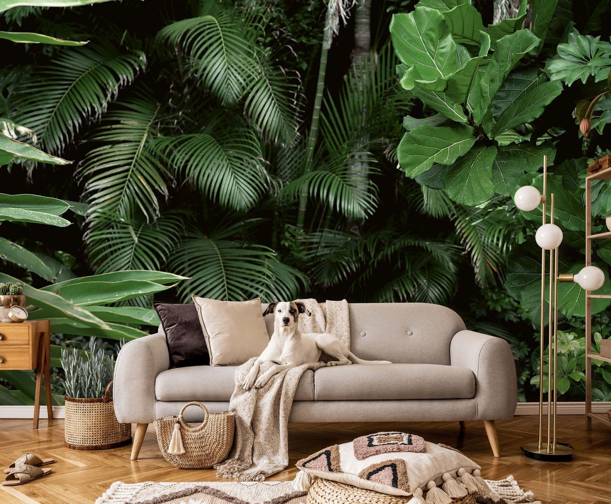 Green Jungle Plants Dinning Room Non-woven Photo Wallpaper 
