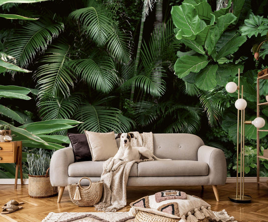 Green Jungle Plants Dinning Room Non-woven Photo Wallpaper 