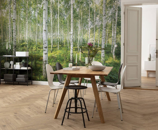 Sunny Day Forest Scenery Dining Room Photo Wallpaper 