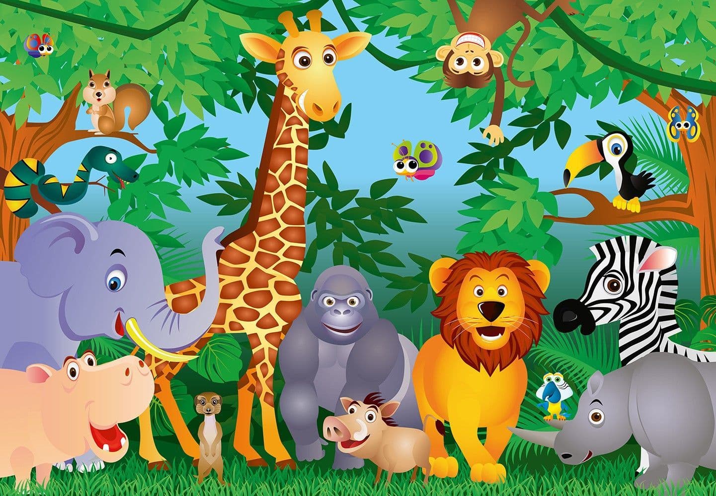 Animals in The Jungle Nursery Wallpaper Mural Idealdecor