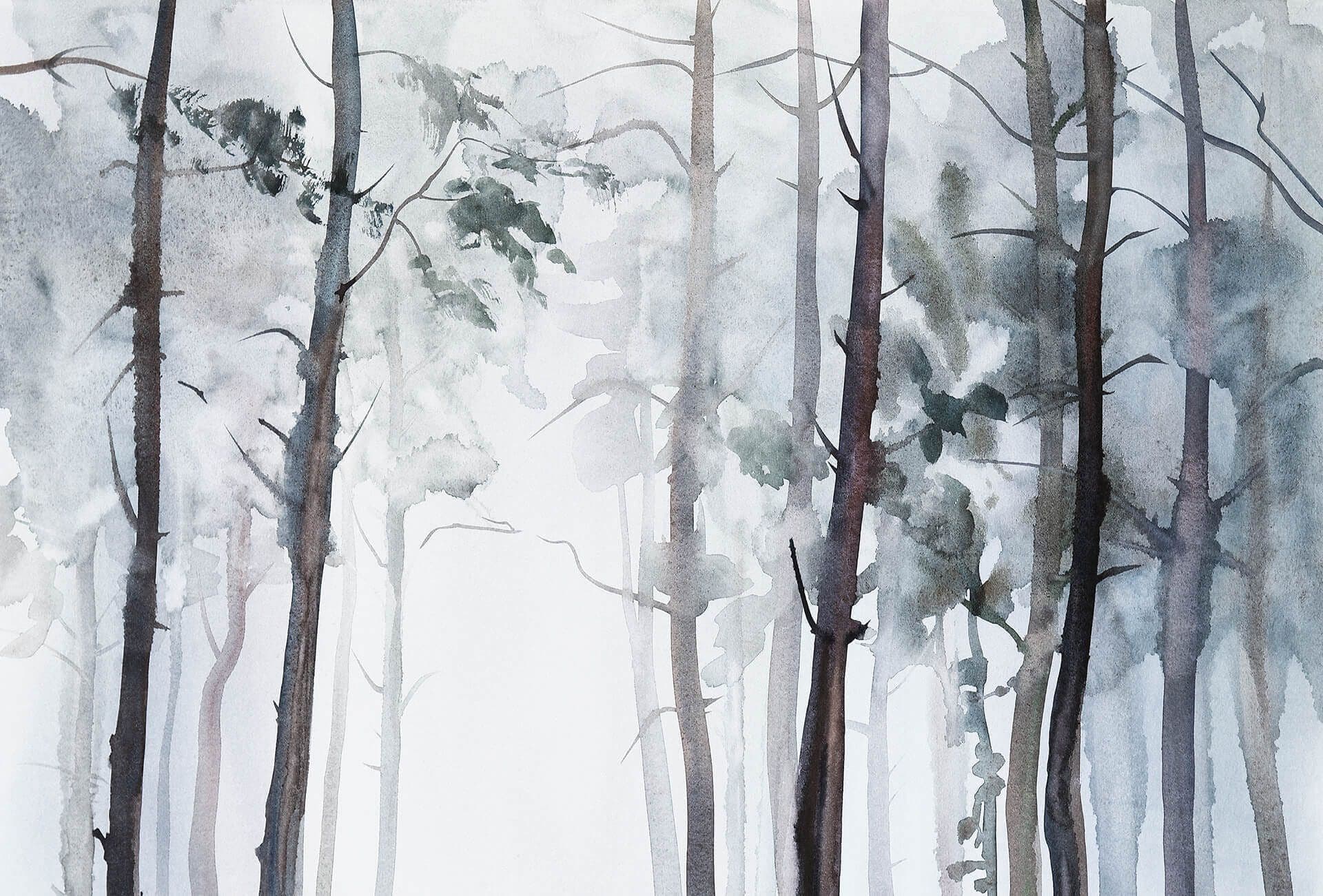 Watercolour Forest Wallpaper Mural Idealdecor