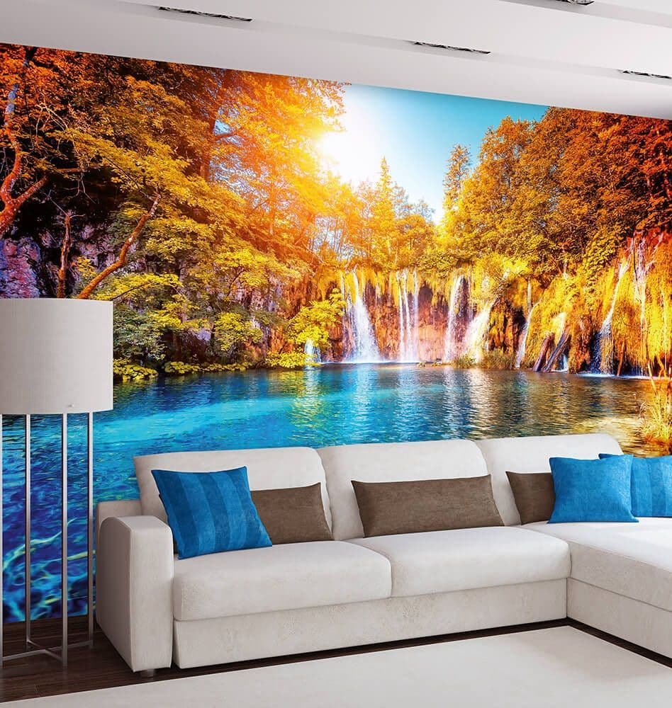 Waterfall and Lake In Croatia Wallpaper Mural Idealdecor